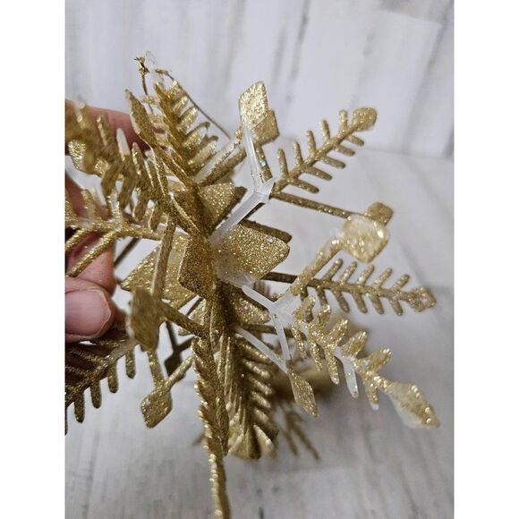 Vintage Gold sparkle snowflake ornament decor large - Picture 11 of 11